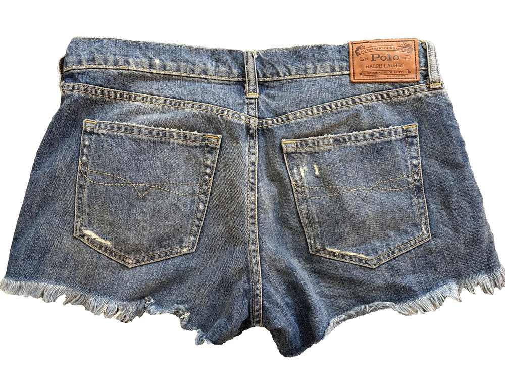 Polo Ralph Lauren Crosby Denim Shorts Women's 30 Distressed Cut Off Blue Jean